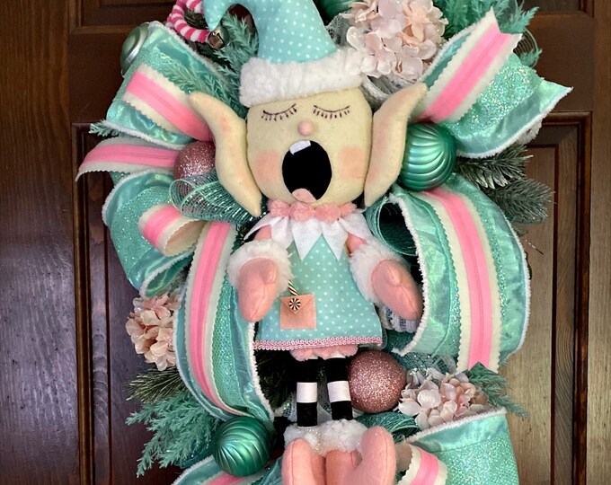 Singing Elf Swag Wreath, Christmas Swag Wreath