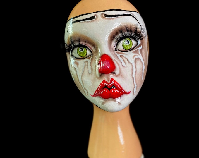 Sad Clown Mannequin Head, Halloween Circus Prop