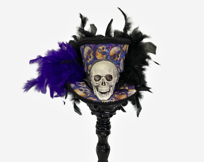 Skull Mini Top Hat, Goth Skull Mini Top Hat