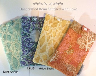 Glasses Case, ‘Beach Prints’ Soft padded cotton, 7 choices, snap closure, easy to fit in handbag, washable, Australian made