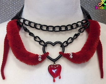 Worms in Love | Double Worm Statement Choker | Black Chain