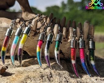 Boneyard | Pride Glitter Glass Fang Pendant