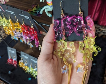 Double Unicorn Carousel Statement Earrings