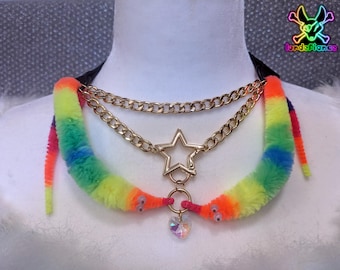 Worms in Love | Double Worm Statement Choker | Gold Chain