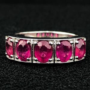 Ruby Gemstone 925 Sterling Silver 22x7mm Oval Ring Top Blood Red Size 7