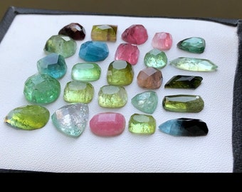 Natural stones,flat back,Size ranges:8 to 14 mm 33-carats Natural tourmaline rose cuts