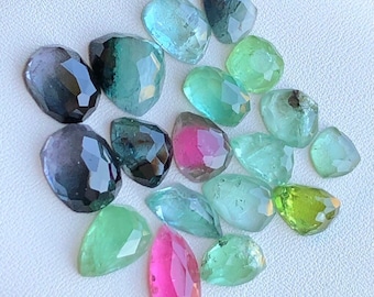 Natural stones,flat back,Size ranges:8 to 14 mm 33-carats Natural tourmaline rose cuts