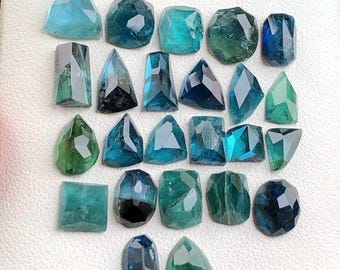 Blue Tourmaline Rose Cut Stones: Ethically Sourced, 8-10.5mm