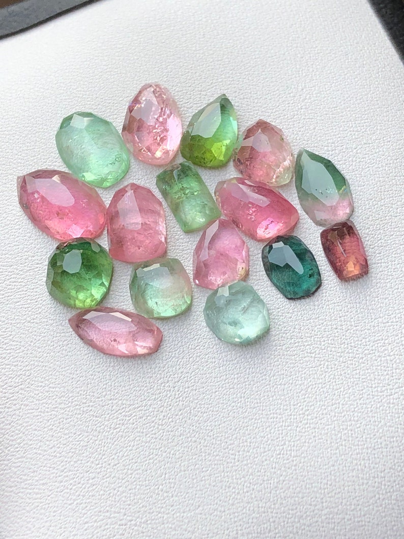 Natural stones,flat back,Size ranges:8 to 14 mm 33-carats Natural tourmaline rose cuts