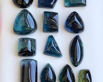 Dark Blue Tourmaline Cabochon, natural tourmaline, 60-carats (7-19mm)