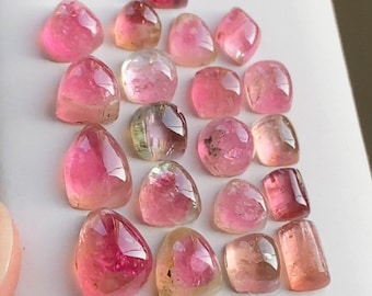 42 Carat Pink Bi-Color Tourmaline Cabochons (5.8mm-11.2mm)