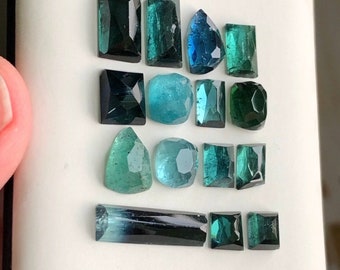 24 Carat Natural Blue Tourmaline Rosecuts: 6-17mm, Afghanistan