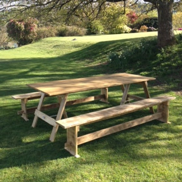 Rustic Trestle and Bench set