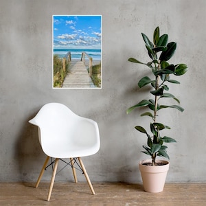 To the Sea - Coastal Wooden Walkway Beach Photo, Glossy Print | Michele Maree Photography