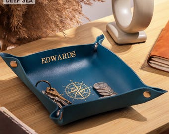 Regalo de graduación 2026, bandeja organizadora de cuero personalizada, accesorios de escritorio personalizados, regalo de felicitación
