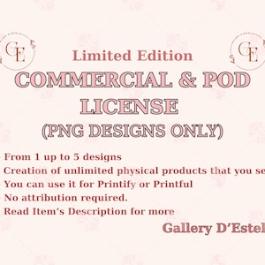 Gallery D&#39;Estelle Commercial & POD License 1-5 PNG Designs|Extended License for Small Business| Unlimited Physical Products