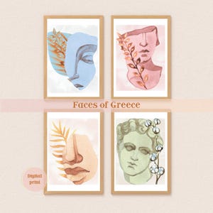 Faces of Greece Wall Art |  Minimalist Greek Home & Office Decor | Ideal Gift for History Lovers