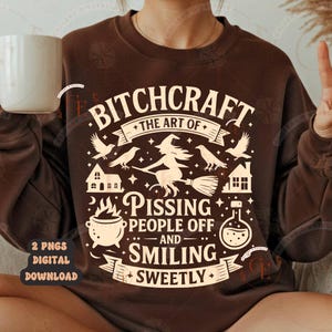 Retro Bitchcraft PNG, Funny Snarky Witch Halloween Graphic, Spooky Feminist Witchcraft Quote, Sarcastic Adult Humour Shirt Design
