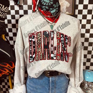 Edgy Western Darlin PNG, Retro Leopard Cowgirl Graphic, Yallternative Country Girl Shirt Design image 8