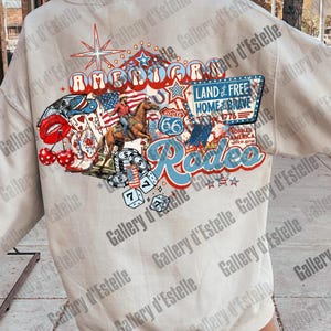 American Rodeo Western Collage PNG, Retro 4th of July Cowboy Casino Shirt Design image 9