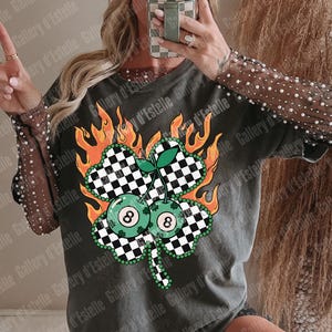 Feeling Lucky PNG, Retro Western Casino Collage, Cowboy Rodeo Graphic, Edgy St Patrick’s Day Shirt Design image 6