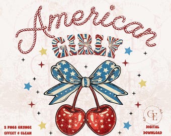 American Girly Cherry PNG, Retro Western Patriotic Cowgirl Graphic, Coquette 4th of July Country Shirt Design