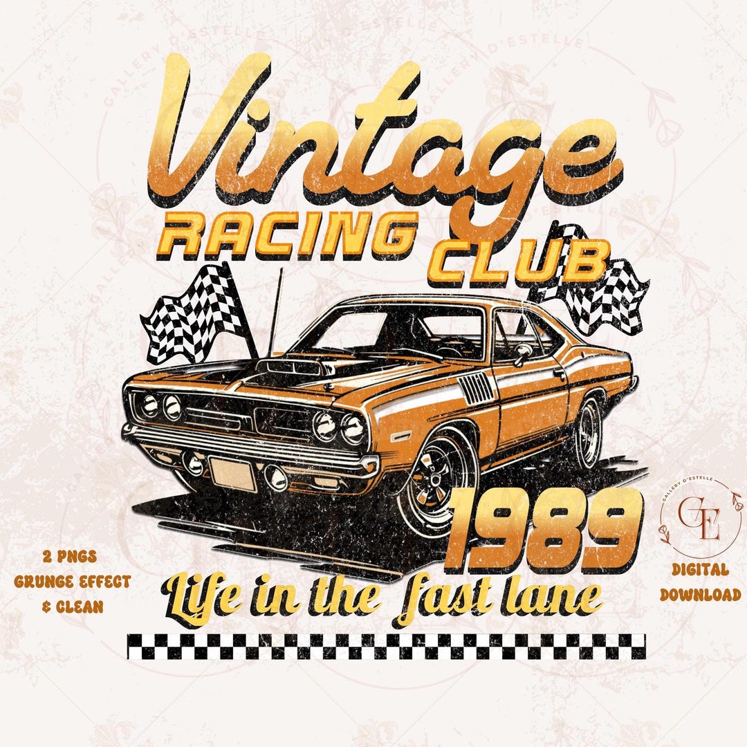 Etsy Racing Designs Vintage Racing Club PNG, Retro Muscle Car Graphic, Checkered Hot Rod ...