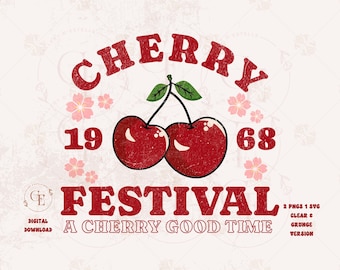 Cherry Festival Coquette PNG, Preppy Retro Summer Cherry Graphic, Trendy Girly Shirt Design