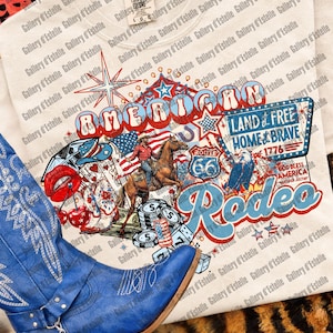 American Rodeo Western Collage PNG, Retro 4th of July Cowboy Casino Shirt Design image 10