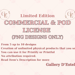 Gallery D&#39;Estelle Commercial & POD License 5-10 PNG Designs |Extended License for Small Business | Unlimited Physical Products