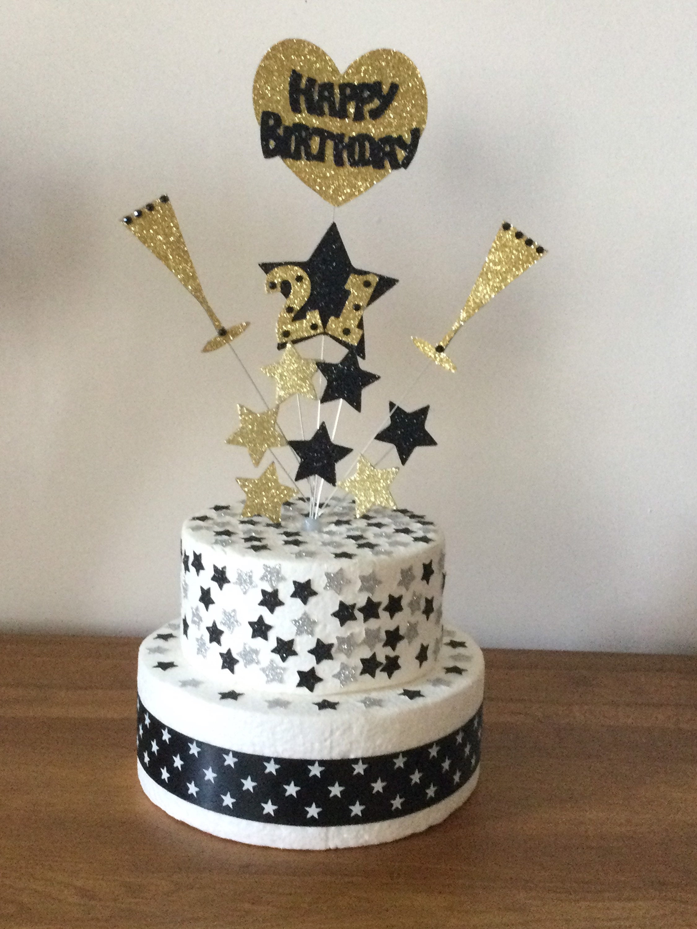 Champagne Flutes Happy Birthday Cake Topper All Numbers Etsy