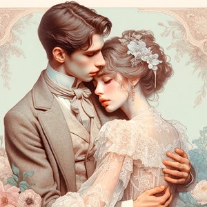 Gentle Embrace: Kolekcja Nostalgic Love Affair - Zestaw do tworzenia papieru cyfrowego inspirowanego stylem vintage