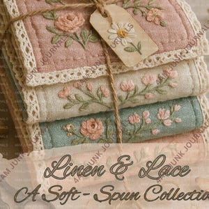 Linen & Lace: A Soft-Spun Collection - 16 Digital Files + Bonus Happy Mail Tags