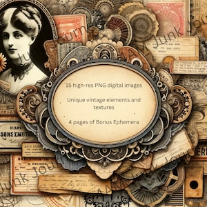 Tapiz atemporal: una colección de viñetas vintage: 15 imágenes únicas + material efímero adicional: elegante diseño grunge desgastado y texturizado para manualidades de papel