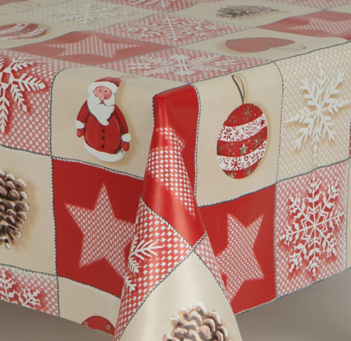 PVC Christmas Tablecloth Santa Checked Snowman Baubles Stars Etsy UK