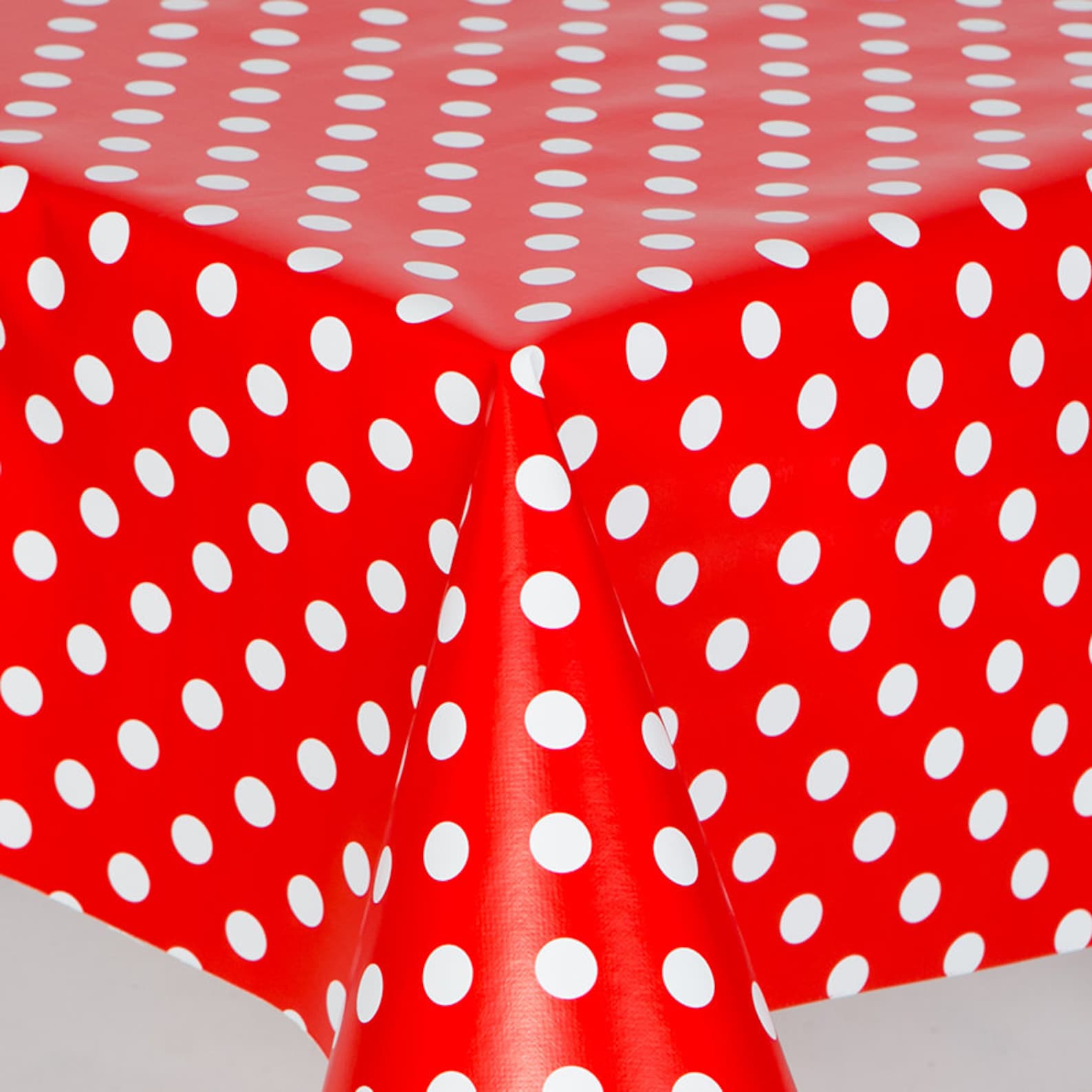 PVC Table Cloth Red Polka Dots White Vinyl Table Cloth Wipe Etsy