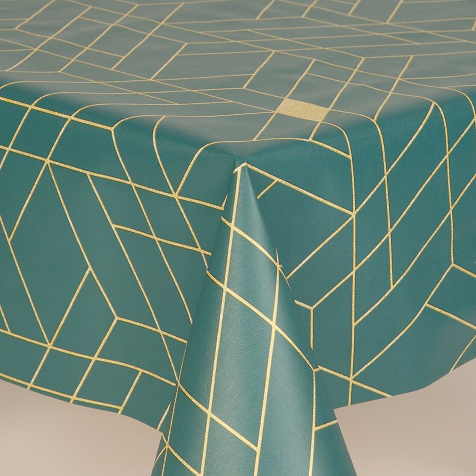 PVC Tablecloths Shades Of Green Floral Swirls Geo Teal Green Etsy