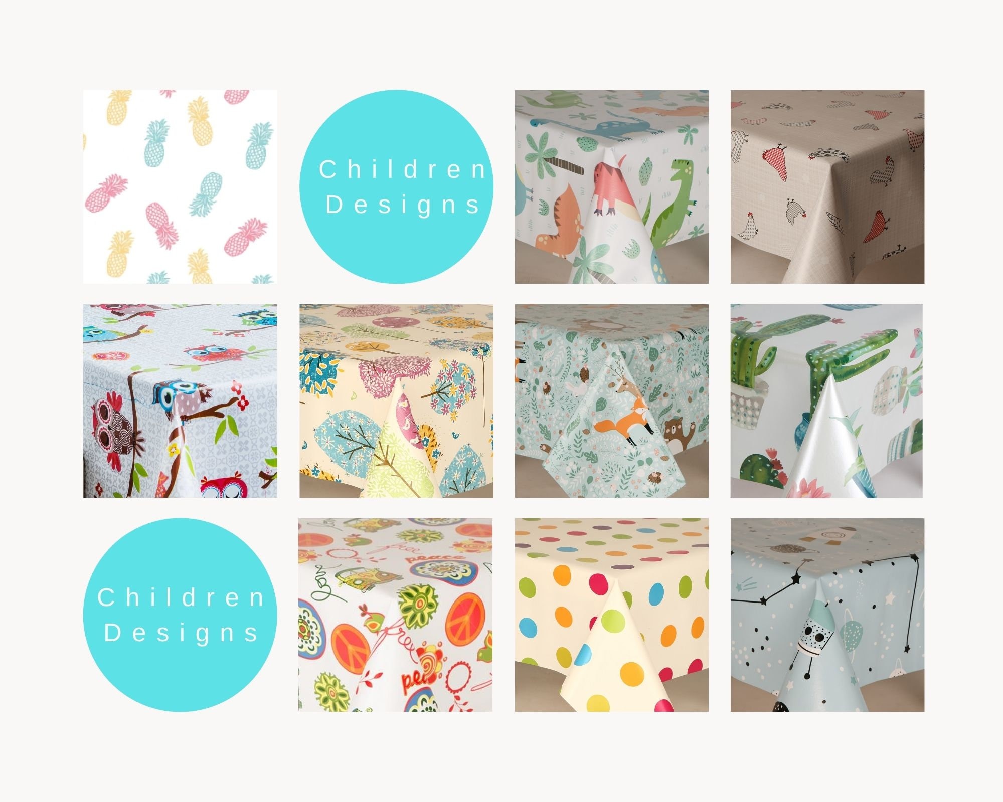 PVC Tablecloth Children Designs Colourful Fun Multiple Listing Etsy