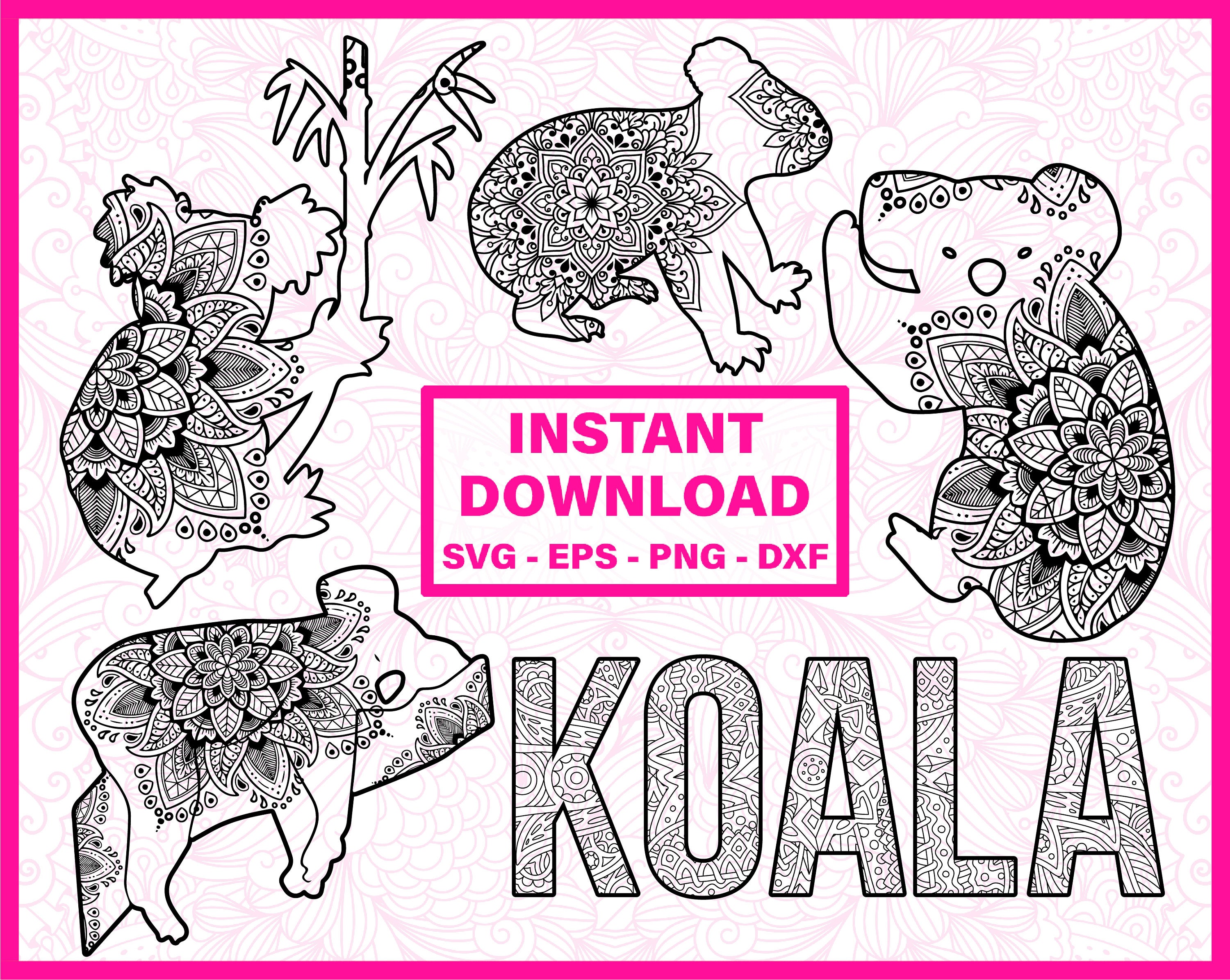Download Koala Svg Files For Cricut Koala Svg Bundlekoala Mandala Etsy