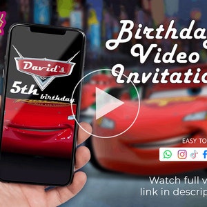 Invitation Birthday Cars Video Invitation Cars Kid Personalized Birthday Custom Video Birthday Invitation Boy Party Invitation