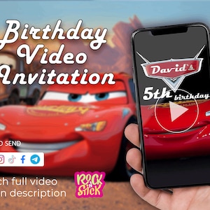Cars Invitation Birthday Video Invitation Cars Kid Personalized Birthday Custom Video Birthday Invitation Boy Party Invitation