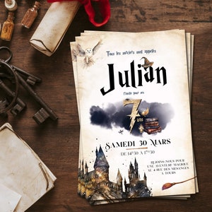 Invitation Harry Potter, école des sorciers pour l'anniversaire de votre enfant. Made in France