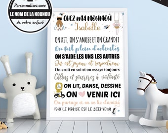 Cartel original del regalo de la niñera! Personalizable con el nombre de la niñera de su hijo para un regalo de fin de año