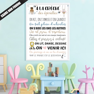 Cartel original de la guardería "¡Gracias a la guardería!" Personalizable con el nombre de su guardería para un regalo de fin de año