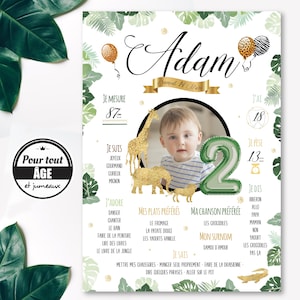 Póster de cumpleaños personalizado Safari Savanna Gold