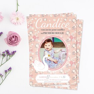 Invitation anniversaire fille au thème cygne et fleurs liberty.