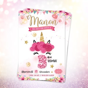 Invitation anniversaire fille Licorne - Omade
