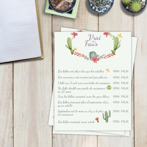 Babydouche - Batch van kaarten spelen baby douche spelen babydouche, true of false, thema cactus
