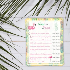 Giochi baby shower, giochi Vero o Falso, tema tropicale