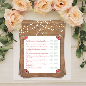 Games baby shower - Baby Shower - true or false, retro theme playing cards